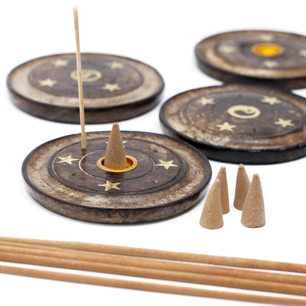 Mango Wood Incense Cone & Stick Disc - 10cm