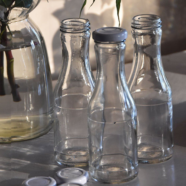 Old School Glass Juice Bottle with Lid