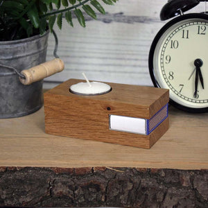 Solid Oak Tealight Holder - includes tealight and space for matches