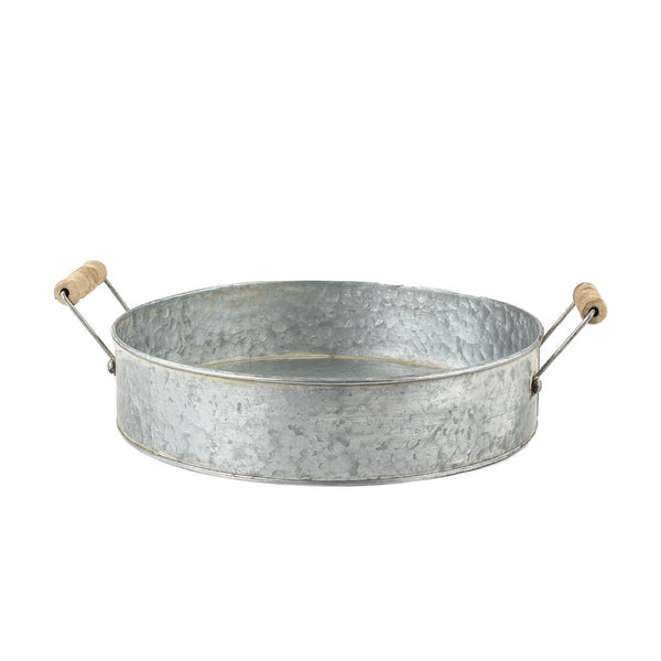 Zinc Round Tray with Handles - 39x30x7cm